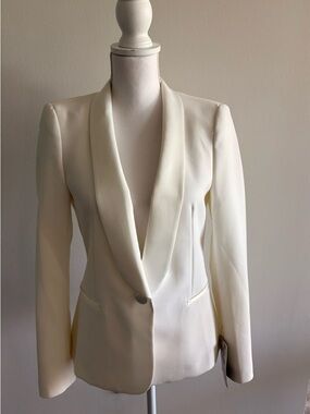 Zara Ivory White Shawl Collar Blazer Jacket